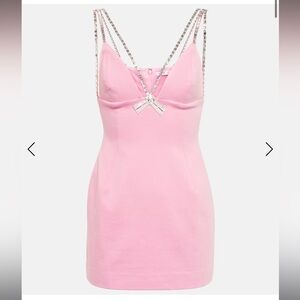 AREA Pink Mini Dress with Silver Straps